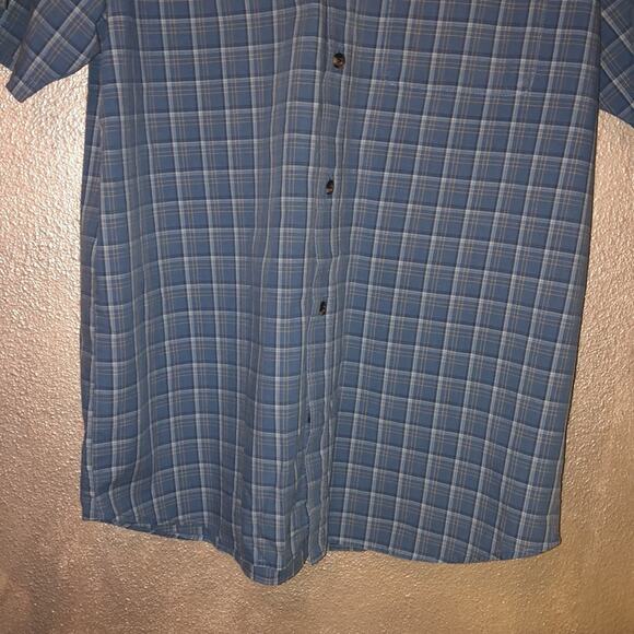 Columbia Casual Resort Vacation Blue Plaid Short Sleeve Button Up Shirt Large - Picture 5 of 12